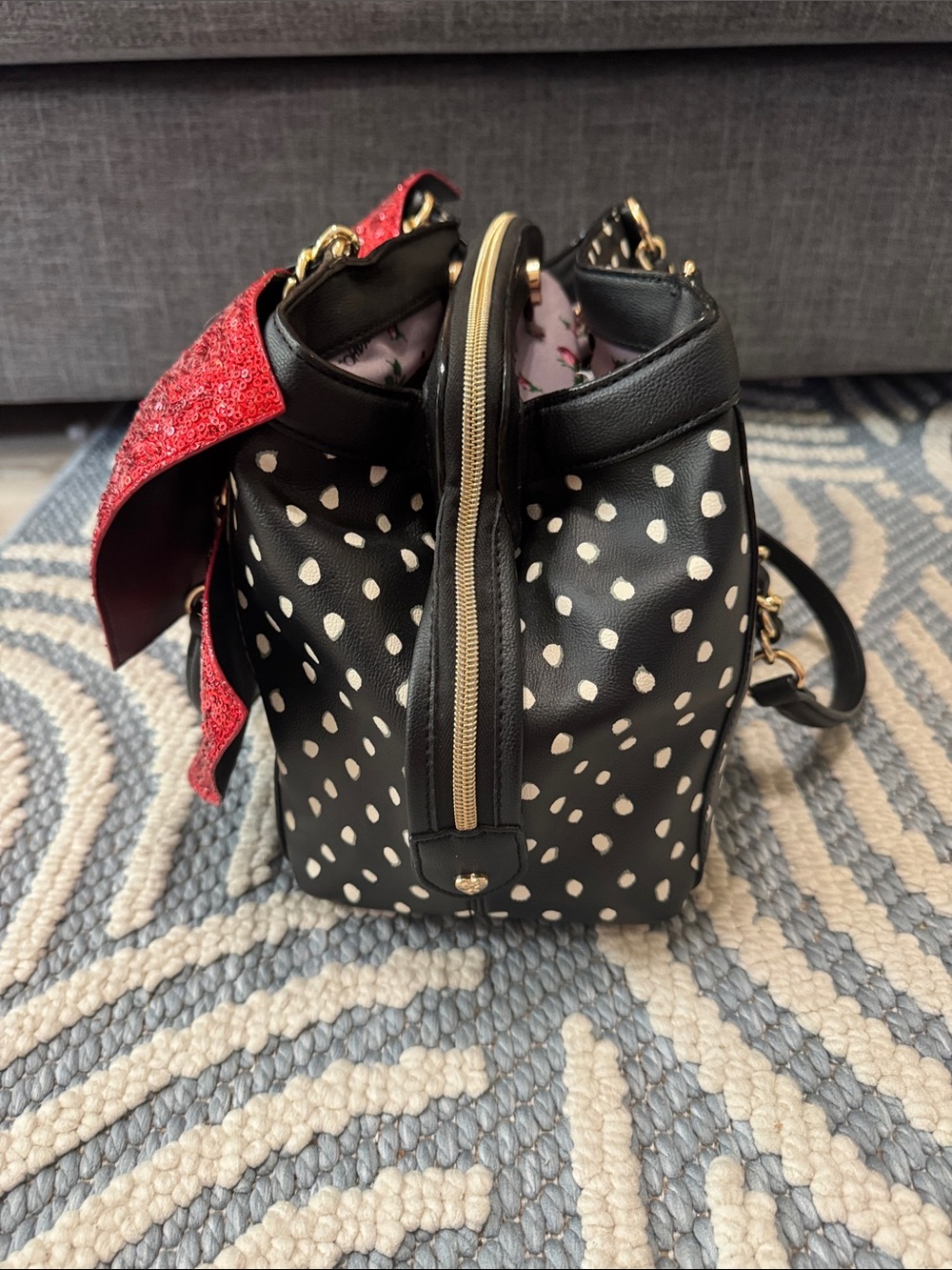 Betsey Johnson Oversized Red Sequin Bow Polka Dot Shoulder Bag - Picture 8 of 8